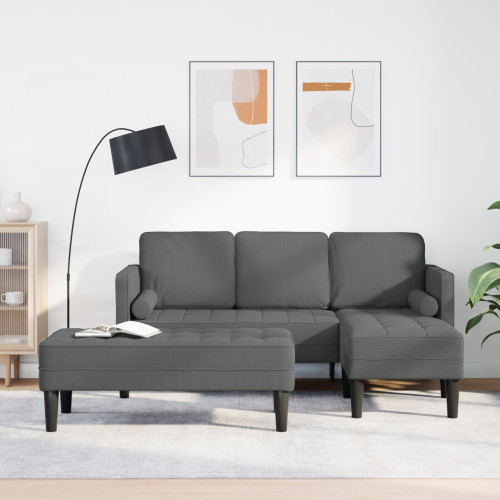 vidaXL Soffset med kudde 2 pcs Mörkgrå Polyester