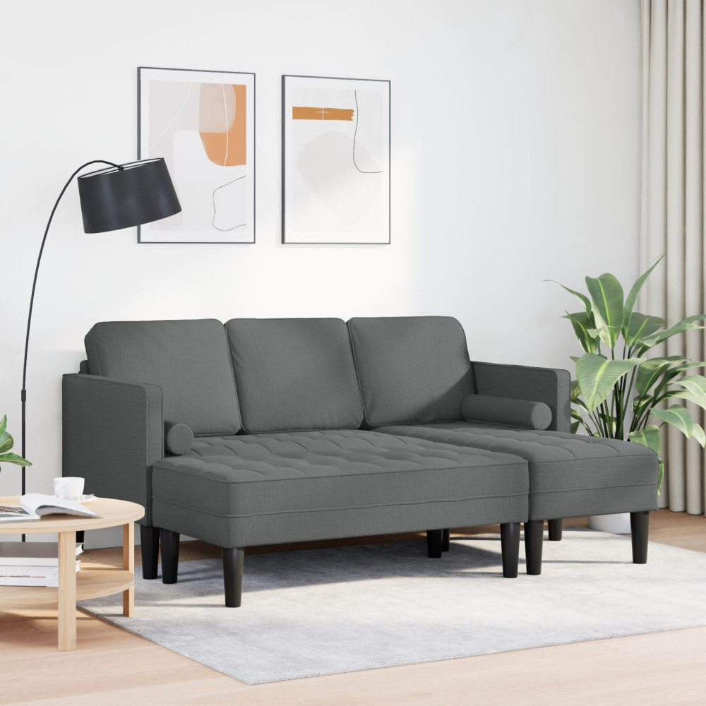 Produktbild för Soffset med kudde 2 pcs Mörkgrå Polyester