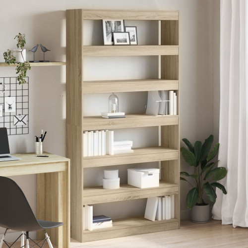 vidaXL Bokskåp Sonoma-ek 100 x 30 x 198 cm Konstruerat trä