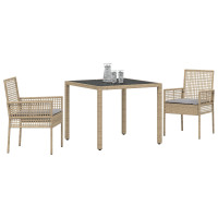 Produktbild för Trädgårdsmöbelset 3 pcs Beige konstrotting