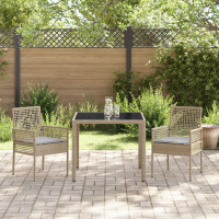 Produktbild för Trädgårdsmöbelset 3 pcs Beige konstrotting