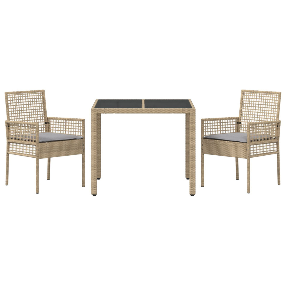 Produktbild för Trädgårdsmöbelset 3 pcs Beige konstrotting