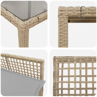 Produktbild för Trädgårdsmöbelset 7 pcs Beige konstrotting