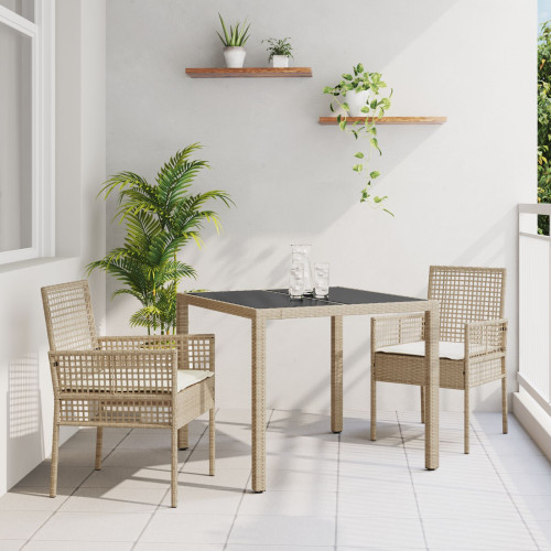 vidaXL Trädgårdsmöbelset 3 pcs Beige konstrotting