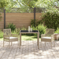 Produktbild för Trädgårdsmöbelset 3 pcs Beige konstrotting