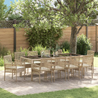 Produktbild för Trädgårdsmöbelset 11 pcs Beige konstrotting
