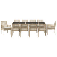 Produktbild för Trädgårdsmöbelset 11 pcs Beige konstrotting