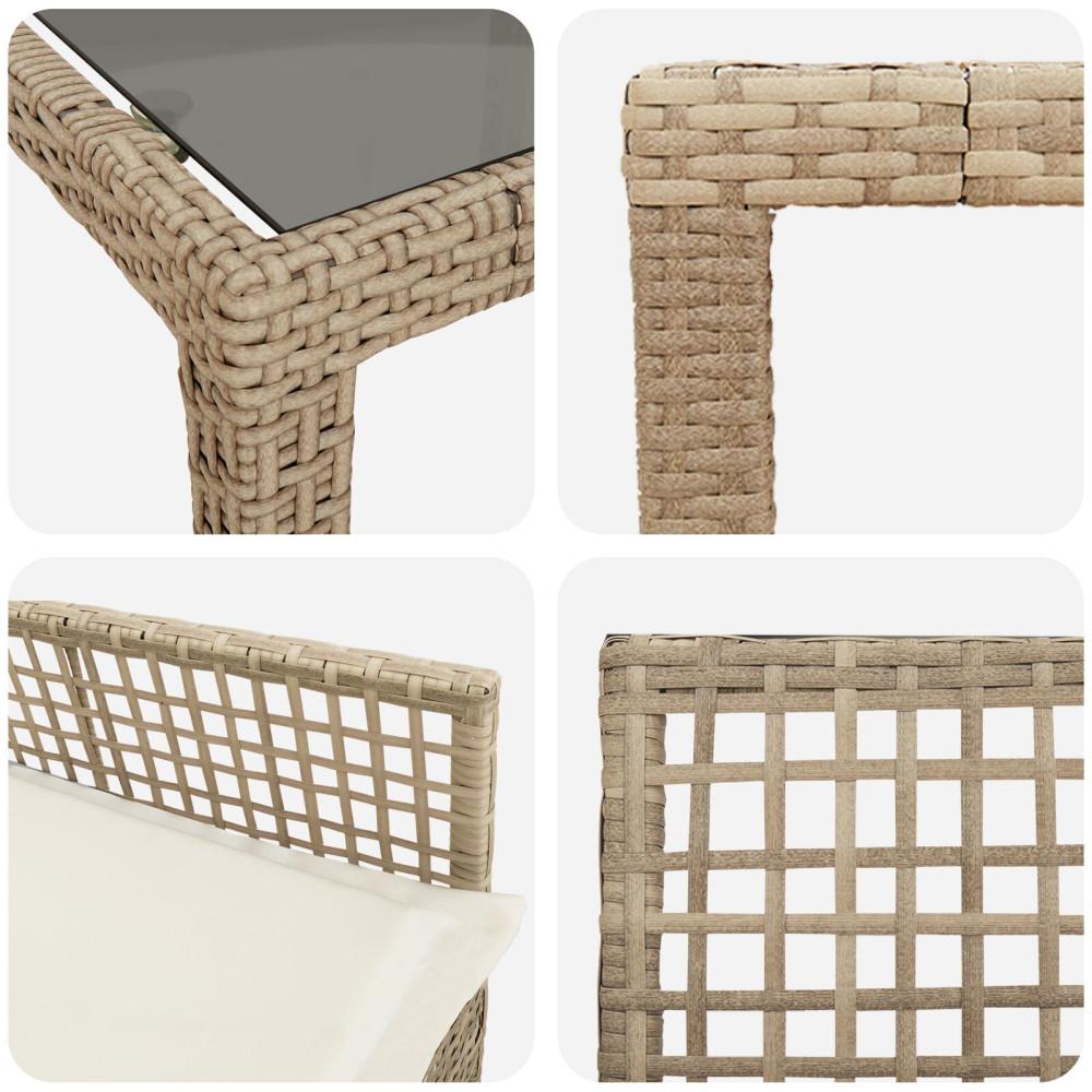 Produktbild för Trädgårdsmöbelset 11 pcs Beige konstrotting