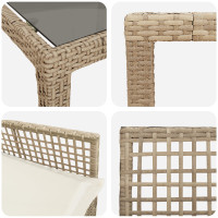 Produktbild för Trädgårdsmöbelset 11 pcs Beige konstrotting