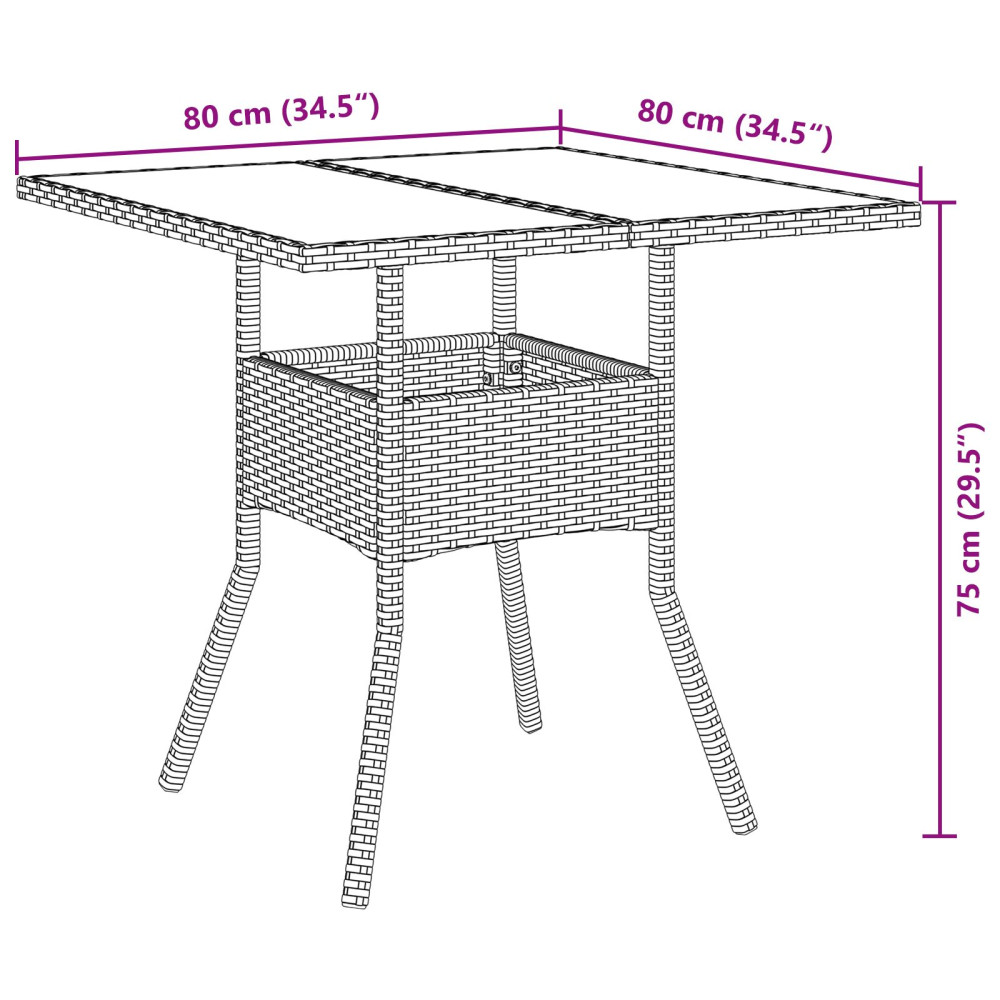 Produktbild för Trädgårdsmöbelset 5 pcs Svart konstrotting