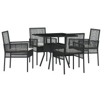 Produktbild för Trädgårdsmöbelset 5 pcs Svart konstrotting