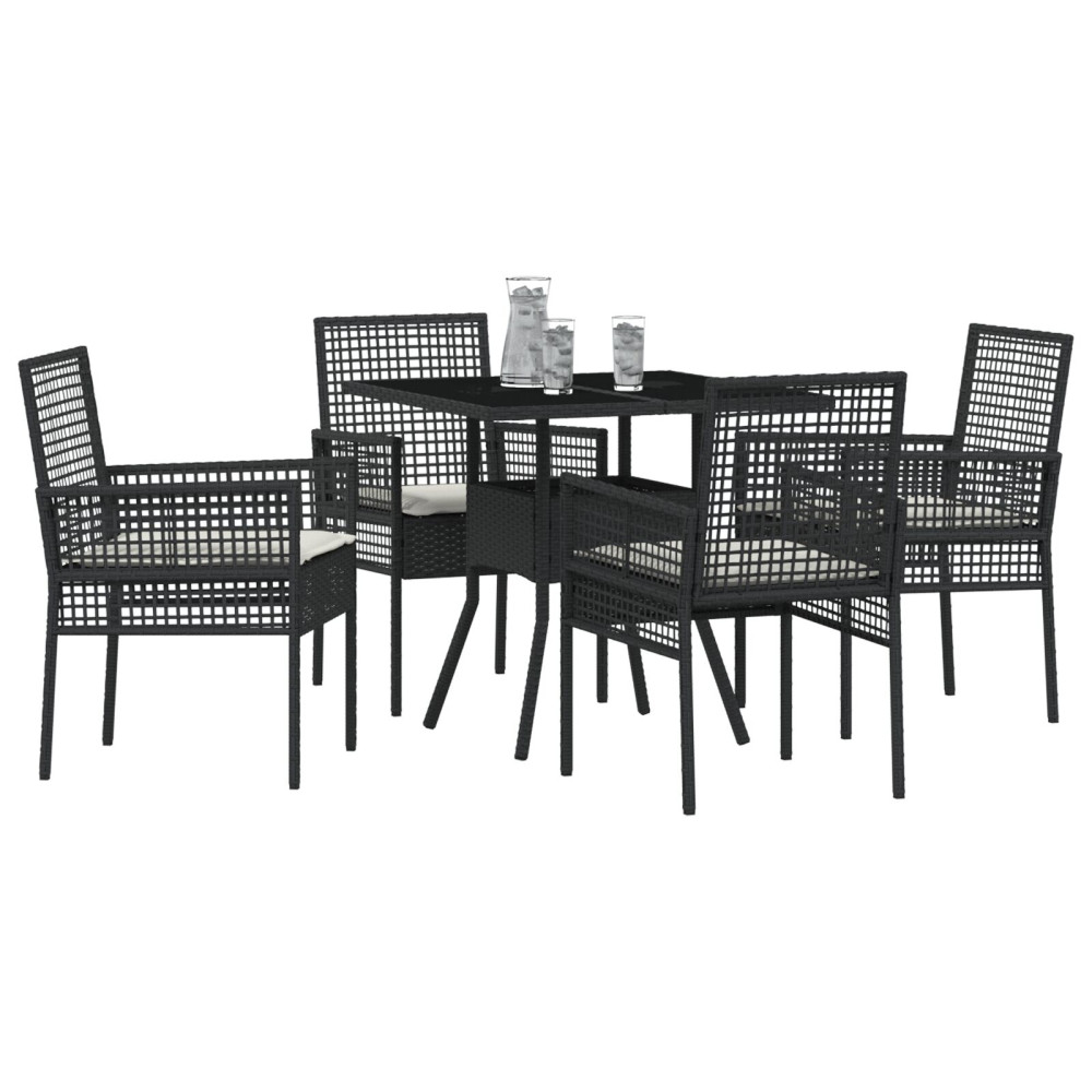 Produktbild för Trädgårdsmöbelset 5 pcs Svart konstrotting