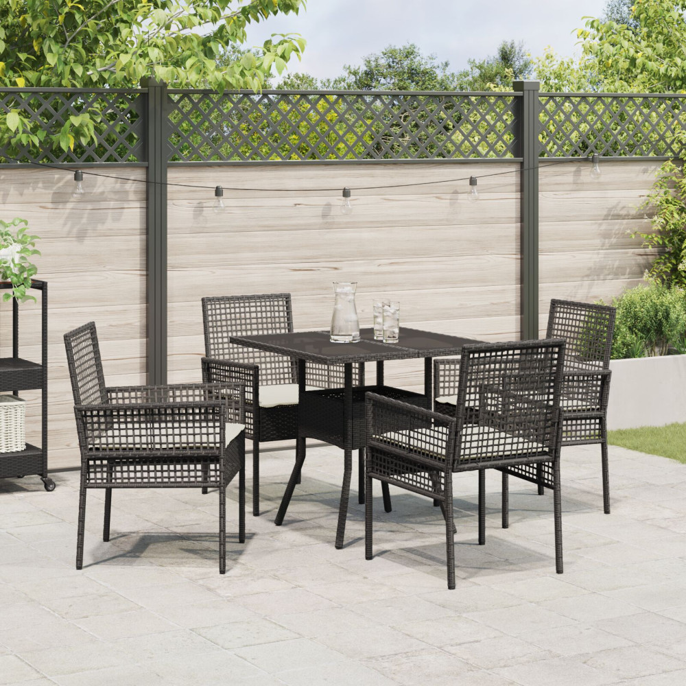 Produktbild för Trädgårdsmöbelset 5 pcs Svart konstrotting