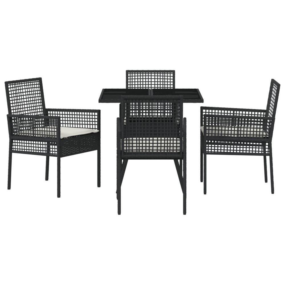 Produktbild för Trädgårdsmöbelset 5 pcs Svart konstrotting