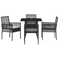Produktbild för Trädgårdsmöbelset 5 pcs Svart konstrotting
