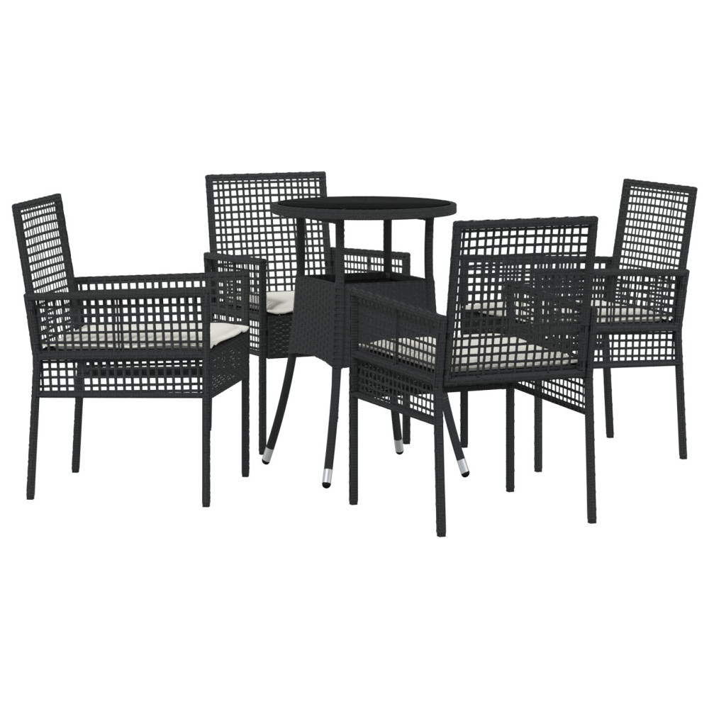 Produktbild för Trädgårdsmöbelset 5 pcs Svart konstrotting