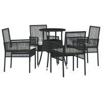 Produktbild för Trädgårdsmöbelset 5 pcs Svart konstrotting