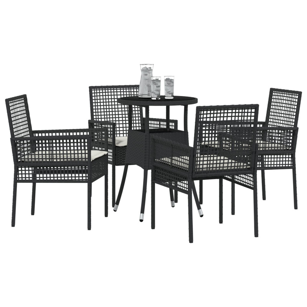 Produktbild för Trädgårdsmöbelset 5 pcs Svart konstrotting