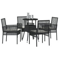 Produktbild för Trädgårdsmöbelset 5 pcs Svart konstrotting