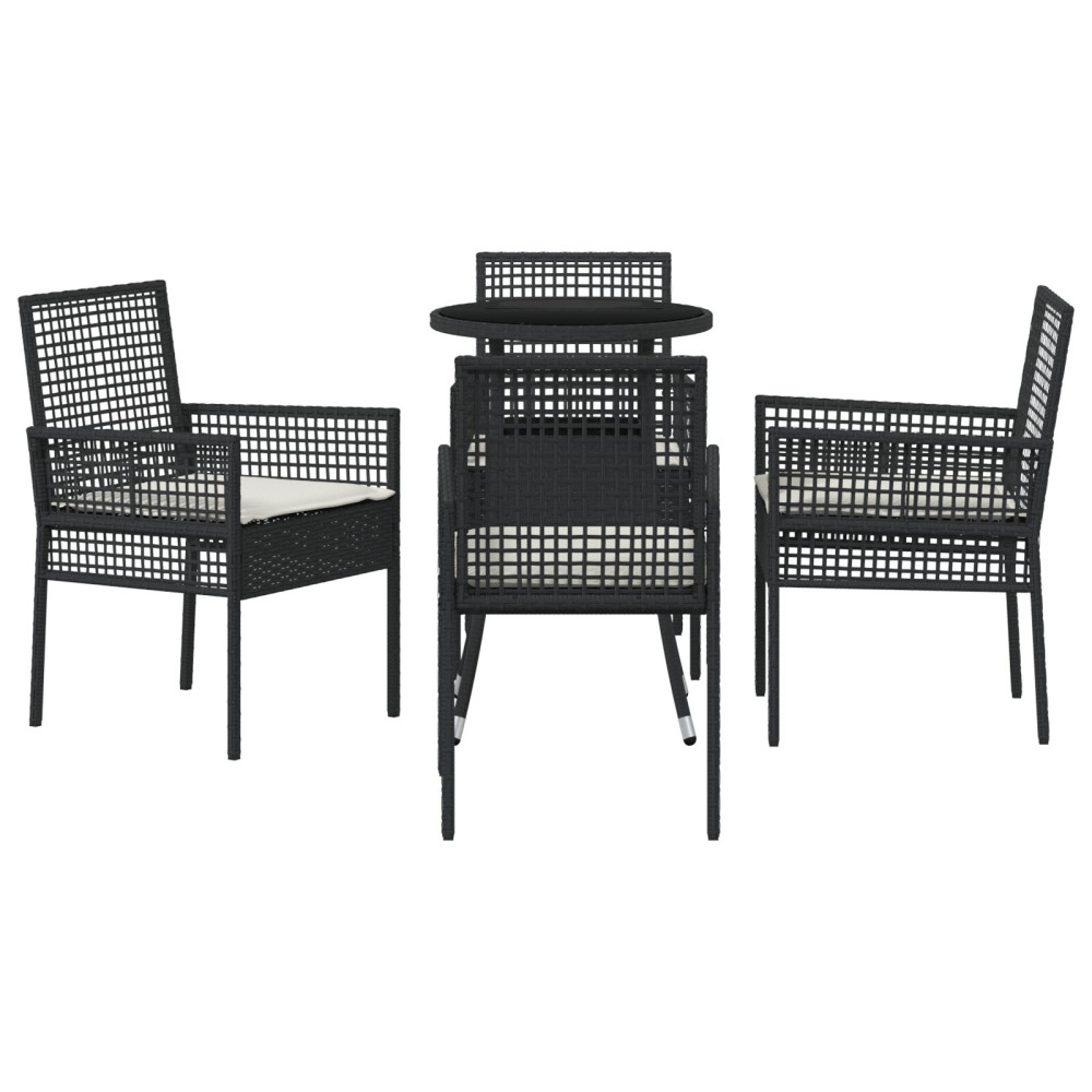 Produktbild för Trädgårdsmöbelset 5 pcs Svart konstrotting