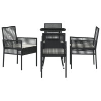 Produktbild för Trädgårdsmöbelset 5 pcs Svart konstrotting