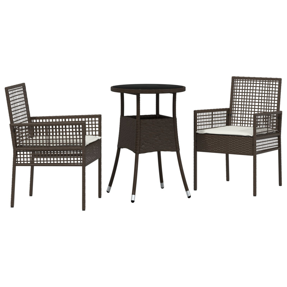 Produktbild för Trädgårdsmöbelset 3 pcs Brun konstrotting