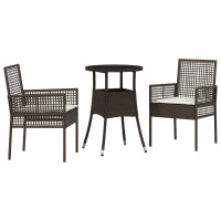 Produktbild för Trädgårdsmöbelset 3 pcs Brun konstrotting