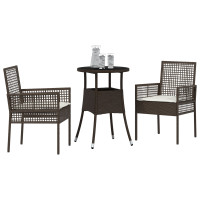 Produktbild för Trädgårdsmöbelset 3 pcs Brun konstrotting