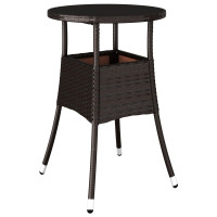 Produktbild för Trädgårdsmöbelset 3 pcs Brun konstrotting