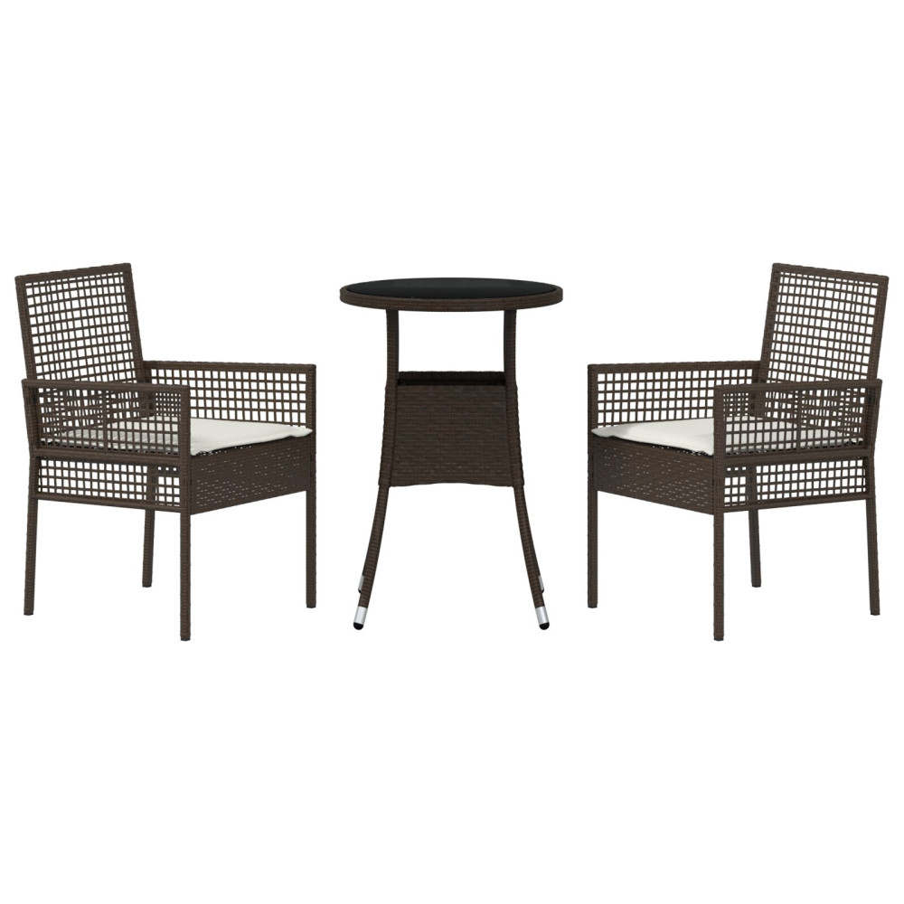 Produktbild för Trädgårdsmöbelset 3 pcs Brun konstrotting