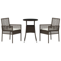 Produktbild för Trädgårdsmöbelset 3 pcs Brun konstrotting