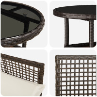 Produktbild för Trädgårdsmöbelset 3 pcs Brun konstrotting