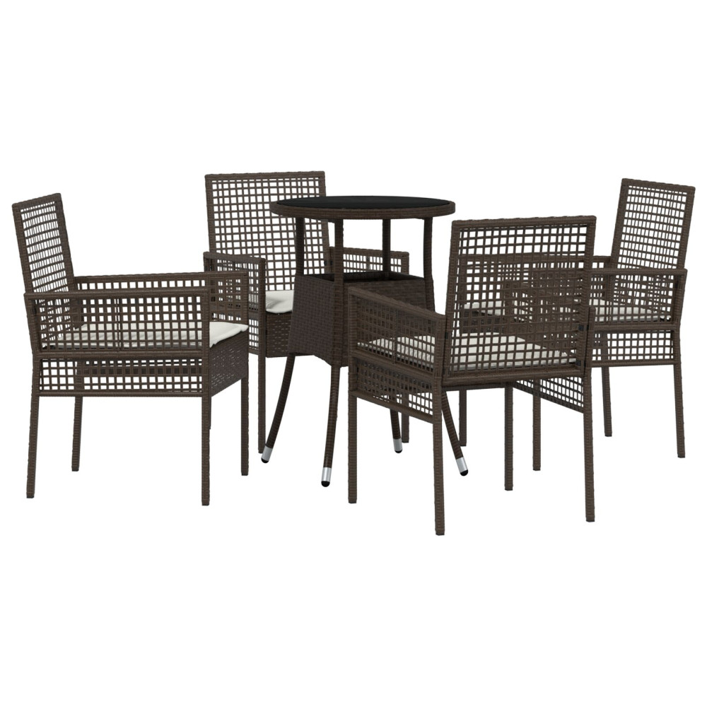 Produktbild för Trädgårdsmöbelset 5 pcs Brun konstrotting
