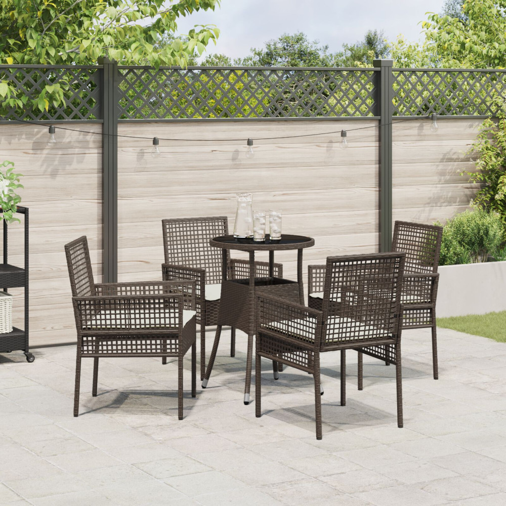 Produktbild för Trädgårdsmöbelset 5 pcs Brun konstrotting