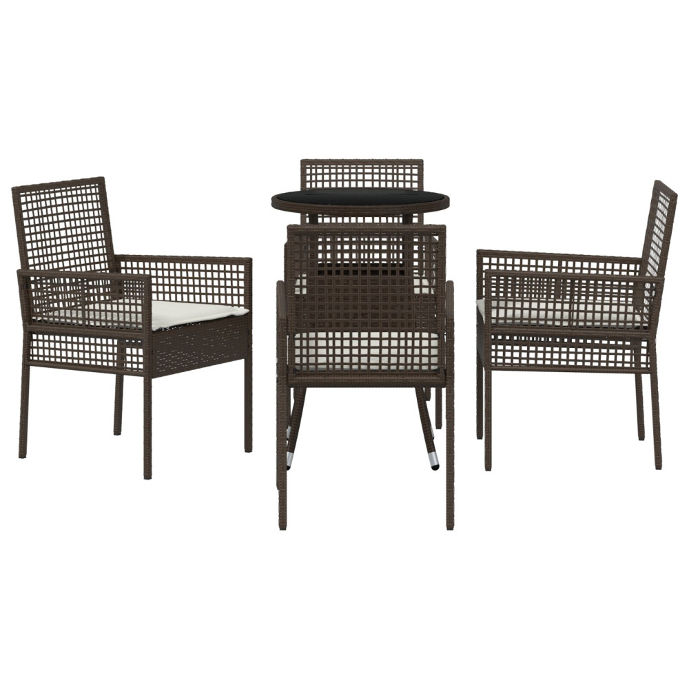 Produktbild för Trädgårdsmöbelset 5 pcs Brun konstrotting