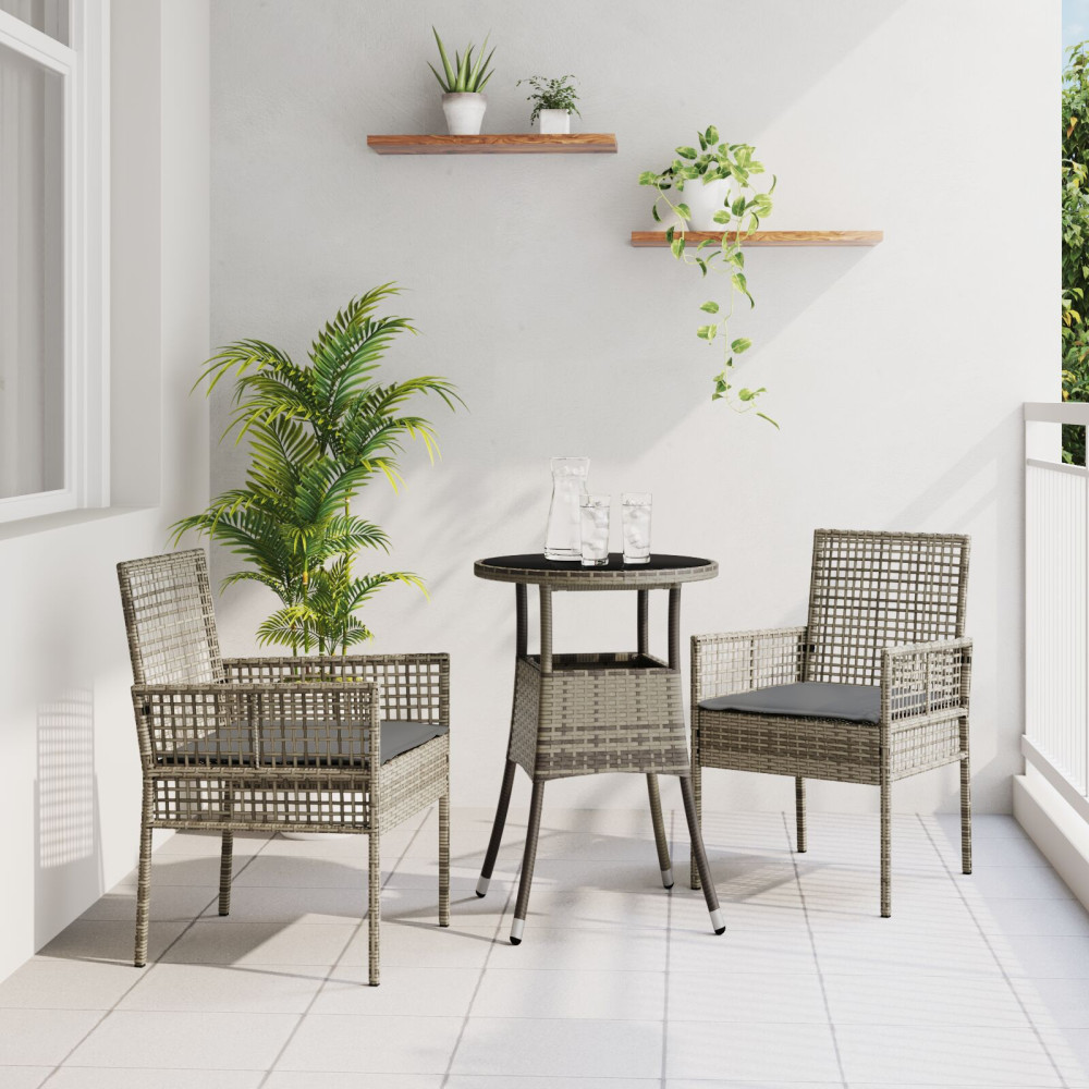 Produktbild för Trädgårdsmöbelset 3 pcs Grå konstrotting