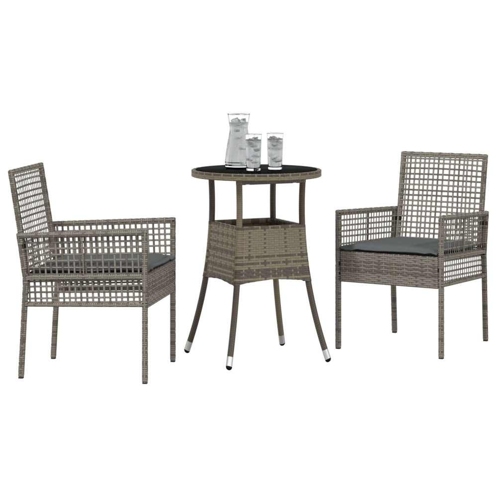 Produktbild för Trädgårdsmöbelset 3 pcs Grå konstrotting