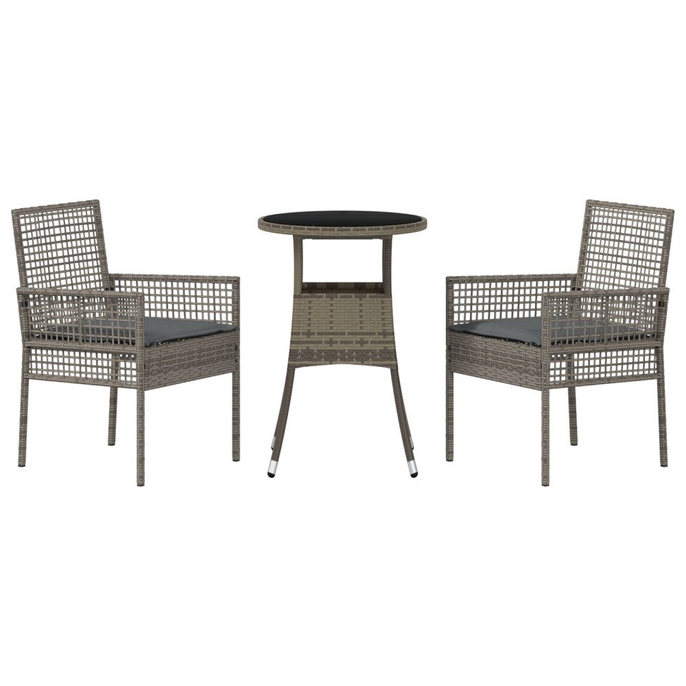 Produktbild för Trädgårdsmöbelset 3 pcs Grå konstrotting