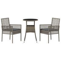 Produktbild för Trädgårdsmöbelset 3 pcs Grå konstrotting
