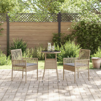 Produktbild för Trädgårdsmöbelset 3 pcs Beige konstrotting