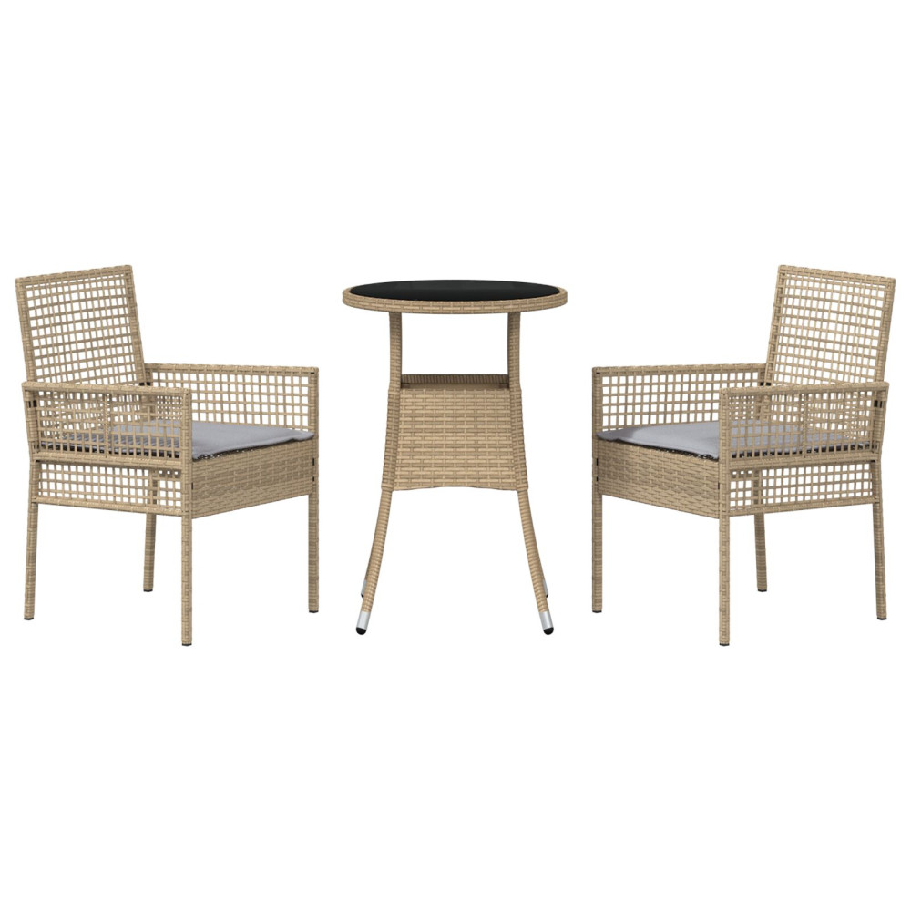 Produktbild för Trädgårdsmöbelset 3 pcs Beige konstrotting