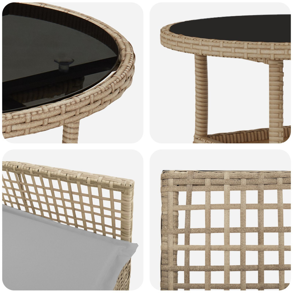 Produktbild för Trädgårdsmöbelset 3 pcs Beige konstrotting