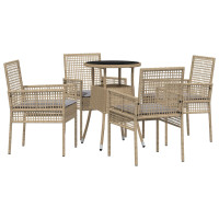 Produktbild för Trädgårdsmöbelset 5 pcs Beige konstrotting