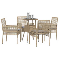 Produktbild för Trädgårdsmöbelset 5 pcs Beige konstrotting