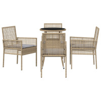 Produktbild för Trädgårdsmöbelset 5 pcs Beige konstrotting