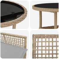 Produktbild för Trädgårdsmöbelset 5 pcs Beige konstrotting