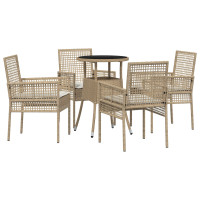 Produktbild för Trädgårdsmöbelset 5 pcs Beige konstrotting