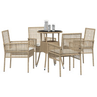 Produktbild för Trädgårdsmöbelset 5 pcs Beige konstrotting