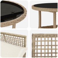 Produktbild för Trädgårdsmöbelset 5 pcs Beige konstrotting