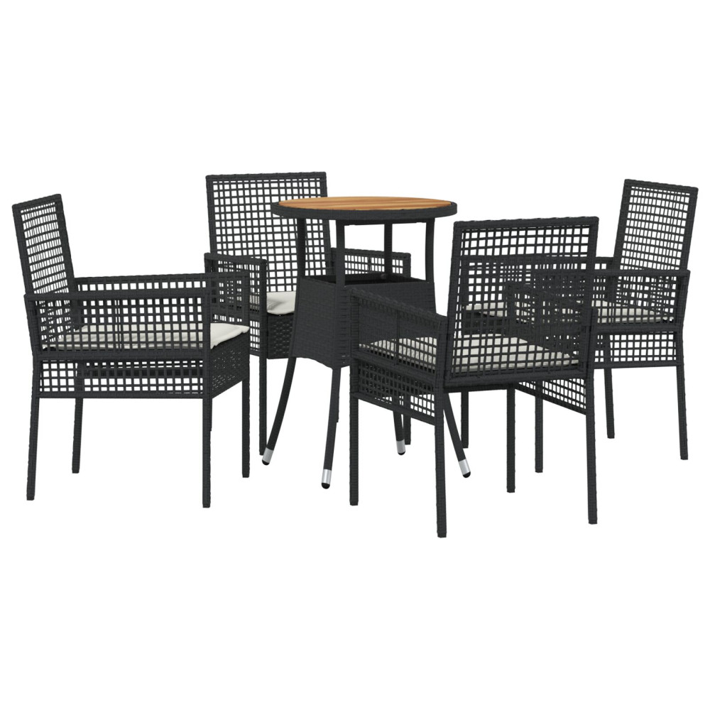 Produktbild för Trädgårdsmöbelset 5 pcs Svart konstrotting